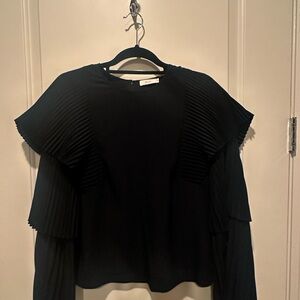 A.L.C. Black Pleated Sleeve Blouse